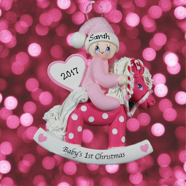 Rocking Horse First Christmas Pink